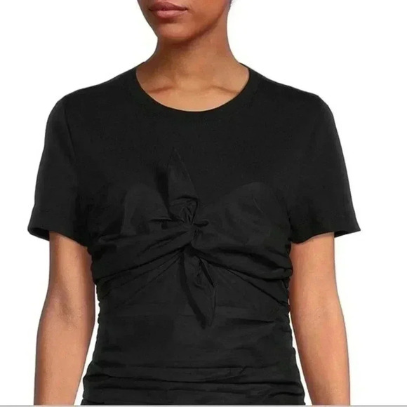 Tanya Taylor Peyton Knot Mini Dress, XS; Retro Ruched 80s Inspired Eras Dress - Picture 2 of 15